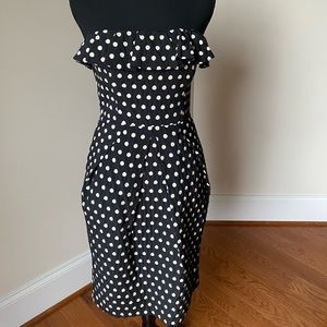 Maggy London Polka Dot Strapless Ruffle Bust Dress Size 6